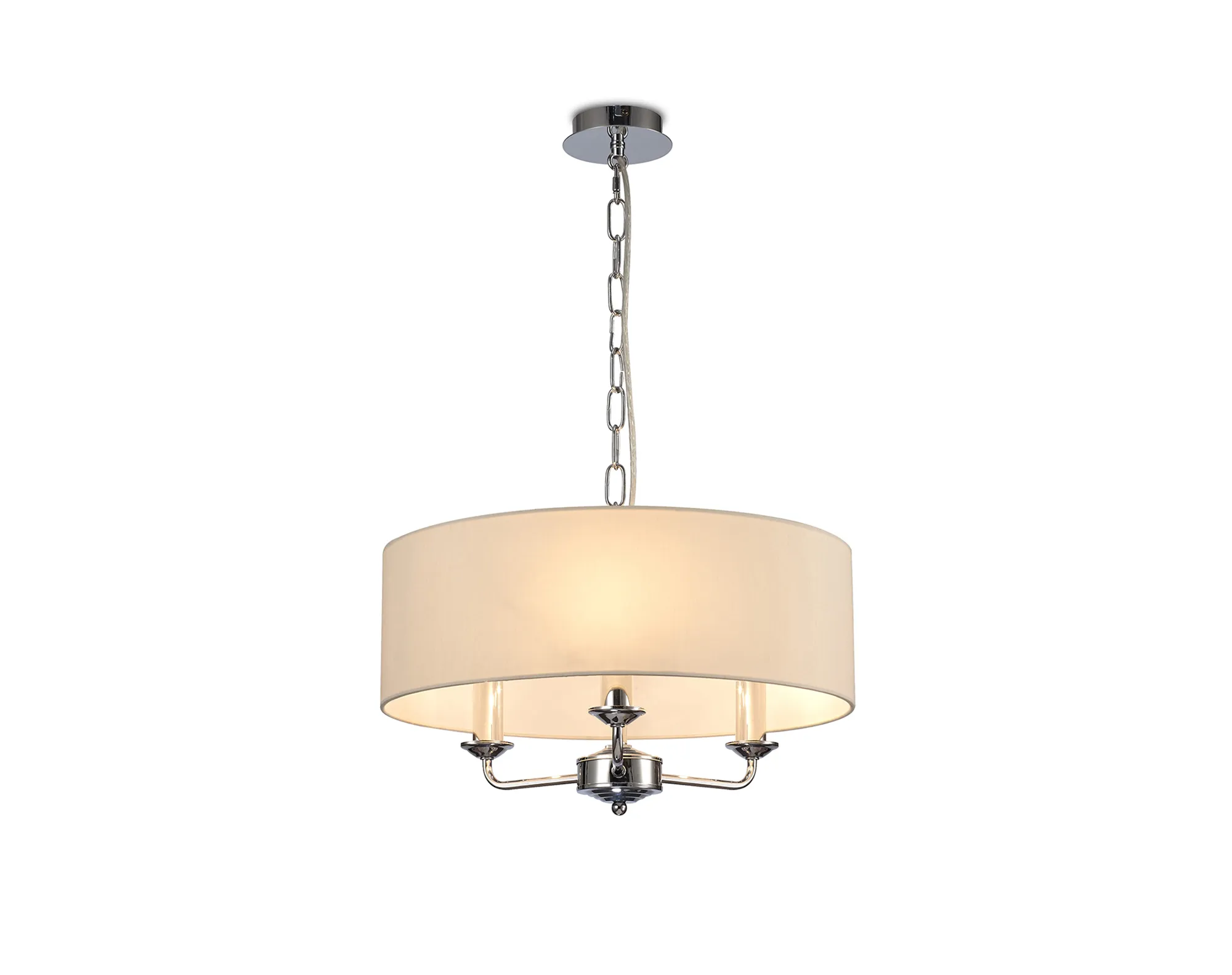 Banyan 45cm 3 Light Pendant Polished Chrome; Ivory Pearl